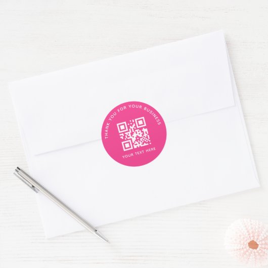 Business Thank You Custom QR Code Pink ラウンドシール (封筒)