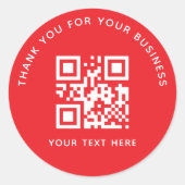 Business Thank You Custom QR Code Red ラウンドシール (正面)