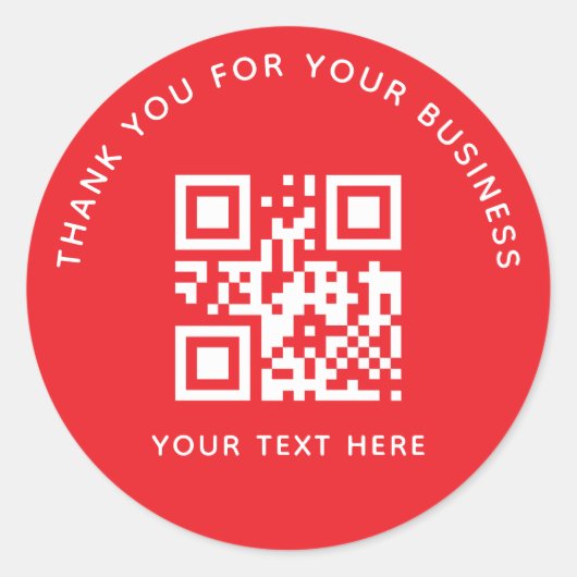 Business Thank You Custom QR Code Red ラウンドシール (正面)