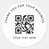 Business Thank You Custom QR Code White ラウンドシール (正面)
