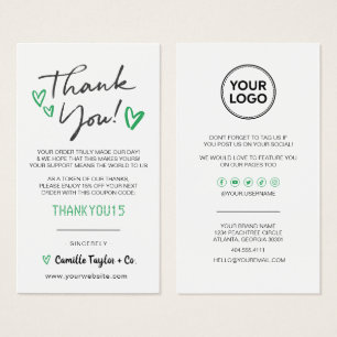 Business Thank You & Discount Code Card モダン