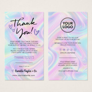 Business Thank You Discount Code Card Hographic