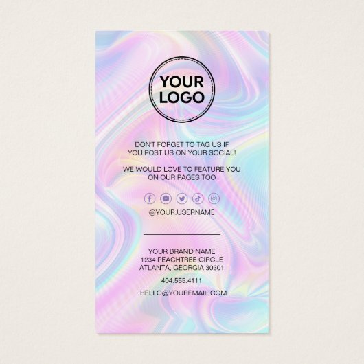 Business Thank You Discount Code Card Hographic (裏面)