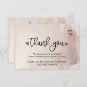 Business Thank You For Order Insert金ゴールド赤面 サンキューカード (正面/裏面)