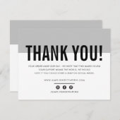BUSINESS THANK YOU GRAYモダンロ淡い色のゴ サンキューカード (正面/裏面)
