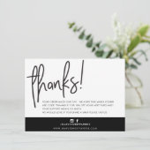 BUSINESS THANK YOU HANDLETTEREDモダン BLACK サンキューカード (スタンド正面)