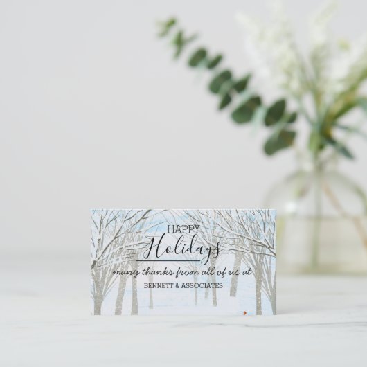 Business Thank You happy holidays christmas tree 名刺 (スタンド正面)