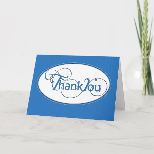 Business Thank You in Blue Script サンキューカード (正面)