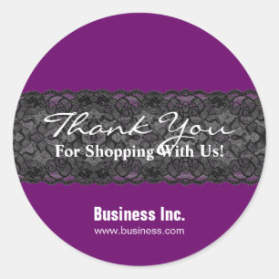 Business Thank You Lace Purple ラウンドシール
