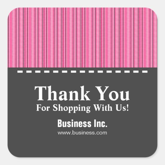 Business Thank You Lines スタイリッシュ Pink スクエアシール (正面)