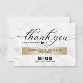 Business Thank You Marble モダン Scriptエレガント サンキューカード (正面)