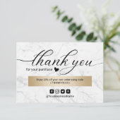 Business Thank You Marble モダン Scriptエレガント サンキューカード (スタンド正面)