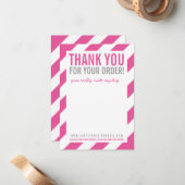 BUSINESS THANK YOU NOTEはっきりした BRIGHTストライプ PINK ノートカード (正面/裏面インサイチュ)