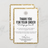 BUSINESS THANK YOU ORDER モダンInsertグリッター サンキューカード (正面/裏面)