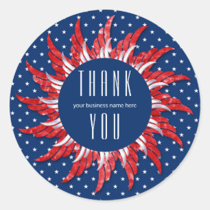 Business Thank You Patriotic Red White and Blue ラウンドシール