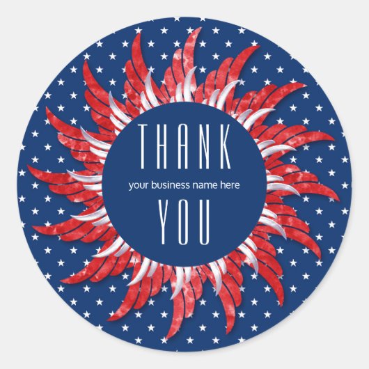 Business Thank You Patriotic Red White and Blue ラウンドシール (正面)