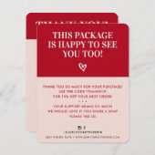 BUSINESS THANK YOU PINK REDミニマルにモダンはっきりした感謝 サンキューカード (正面/裏面)