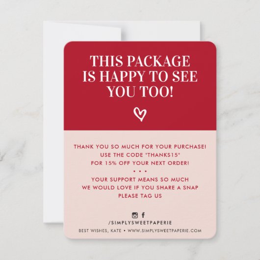 BUSINESS THANK YOU PINK REDミニマルにモダンはっきりした感謝 サンキューカード (正面)