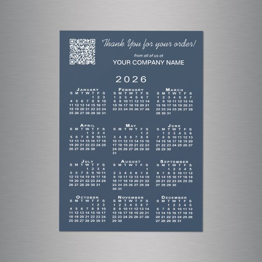 Business Thank You QR Code 2026カレンダーNavy