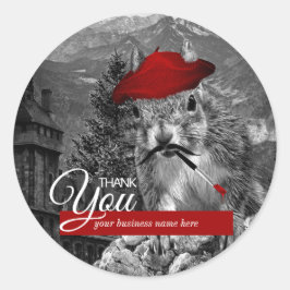 Business Thank You Squirrelアーティスおもしろいト ラウンドシール