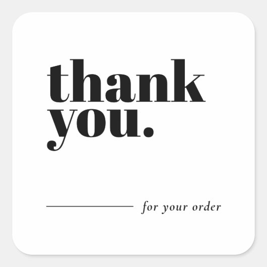 Business Thank You Sticker白黒 スクエアシール (正面)