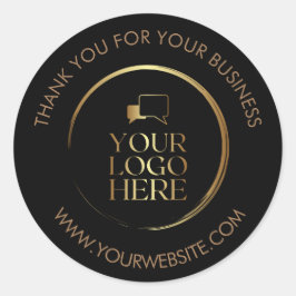 Business Thank You Stickersロゴカスタム金ゴールドブラック ラウンドシール