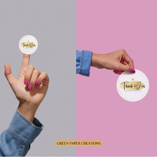 Business Thank You Stickers金ゴールド、Circle stickers ラウンドシール