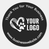 Business Thank You Stickers with Logo Black ラウンドシール (正面)