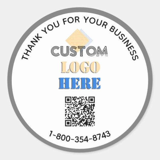 Business Thank You Your Logo QR Code ラウンドシール (正面)