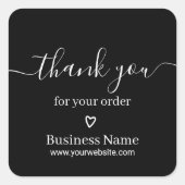 Business Thank You Your Order エレガント Black スクエアシール (正面)
