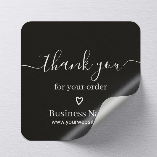 Business Thank You Your Order エレガント Black スクエアシール