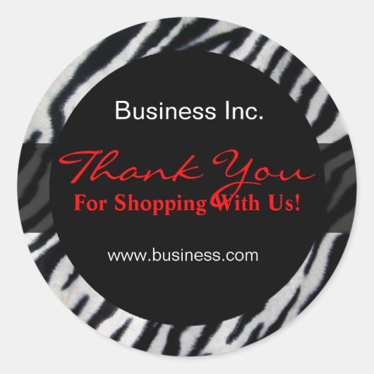 Business Thank You Zebra Red ラウンドシール (正面)