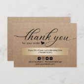 Business Thanks Kraftミニマル素朴リストスクリプト サンキューカード (正面/裏面)