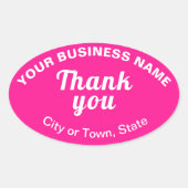 Business Thanks You文字on Pink Oval Sticker 楕円形シール (正面)