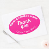 Business Thanks You文字on Pink Oval Sticker 楕円形シール (封筒)