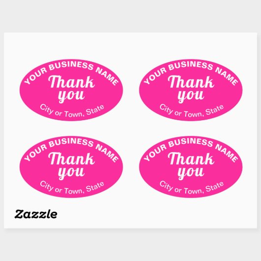 Business Thanks You文字on Pink Oval Sticker 楕円形シール (シート)