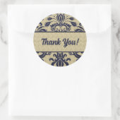 Business Thanks You Blue and Taupe Damask ラウンドシール (バッグ)