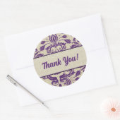 Business Thanks You Purple and Taupe Damask ラウンドシール (封筒)