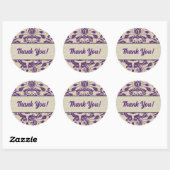 Business Thanks You Purple and Taupe Damask ラウンドシール (シート)