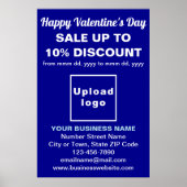 Business Valentine Sale on Blue Poster ポスター (正面)