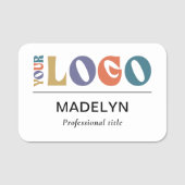 Business White Company Logo Employee Magnetic 名札 (正面)