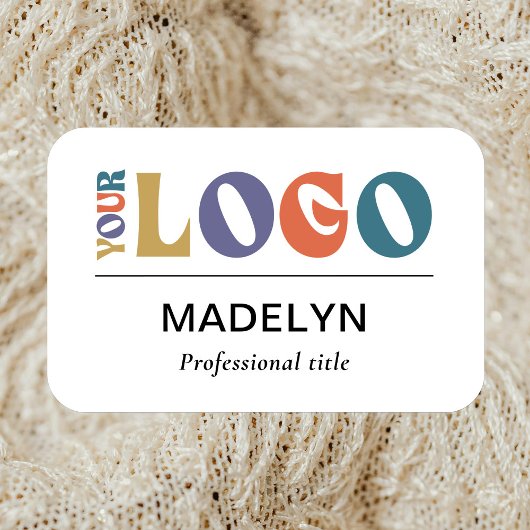 Business White Company Logo Employee Magnetic 名札