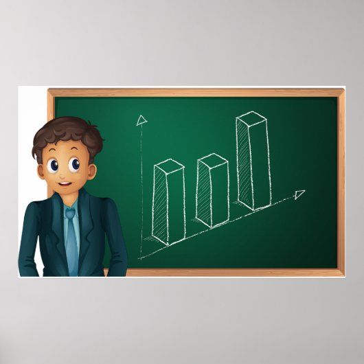 Businessman Presenting Growth Bar Chart ポスター (正面)