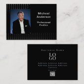 Businessman Professional Modern Photo Black  名刺 (正面/裏面)