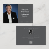 Businessman Professional Modern Photo Dark Grey 名刺 (正面/裏面)