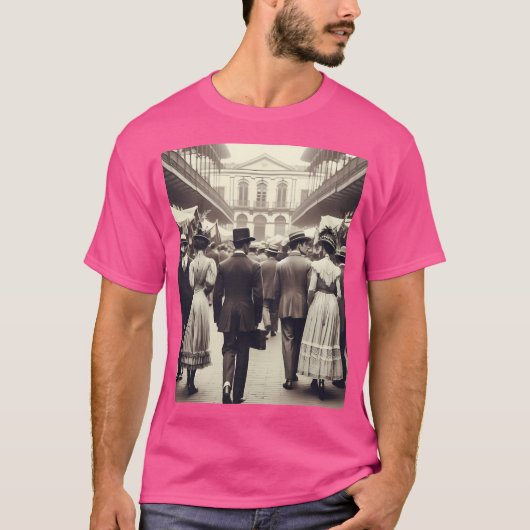 Bustling 1920S Cali Aiアートワークヴィンテージブラックと Tシャツ (正面)