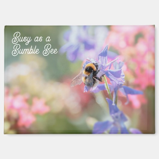 "Busy as a Bumble Bee" Soft Pastel Flowers マグネット (正面)