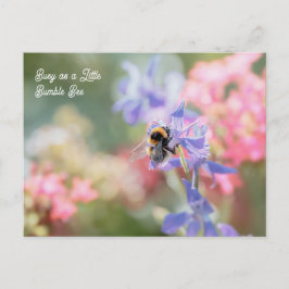 "Busy as a Little Bumble Bee" Soft Pastel Flowers ポストカード