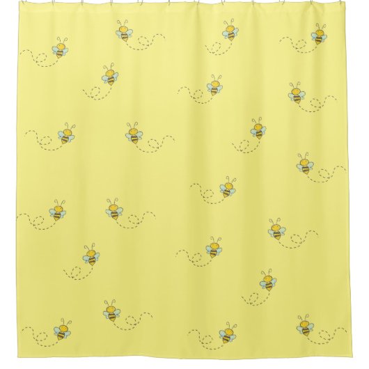 Busy Bee Yellow Pattern シャワーカーテン (正面)