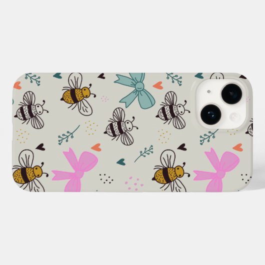 Busy Bees and Bows Phone Case Case-Mate iPhoneケース (裏面 (横))